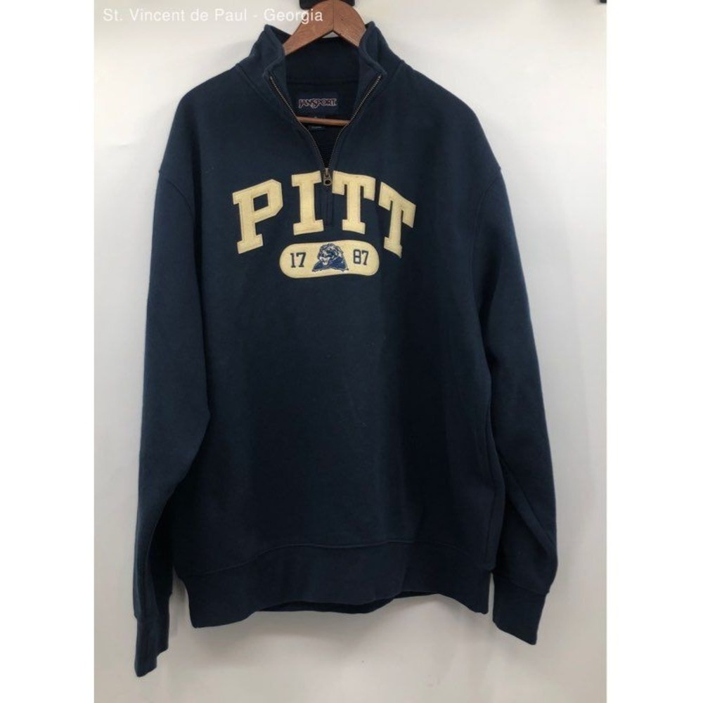 Unisex Jansport Blue Pitt‎ University 1/4 Zip Pullover Sweater - Size Xl